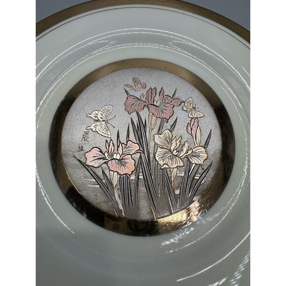 Vintage Japan Art of Chokin Humming Birds W/ Flowers Small 6.25” Plate Gold Trim - Picture 2 of 9